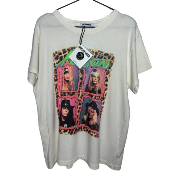 Daydreamer Tops - Daydreamer Poison Talk Dirty To Me Tour Tee Short Sleeve Medium Cream(1542-43)